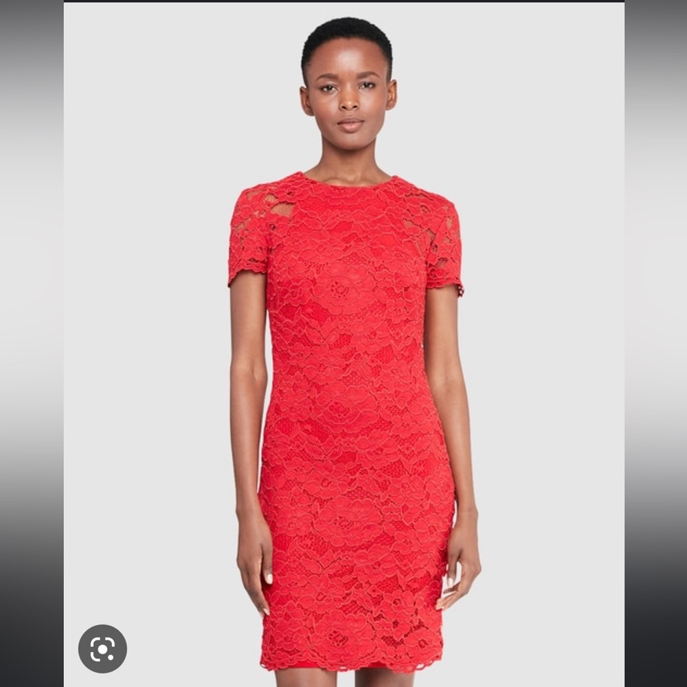 NWT lauren by Ralph lauren red lace short sleeve dress